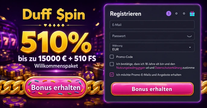 Registrierung bei Duff Spin